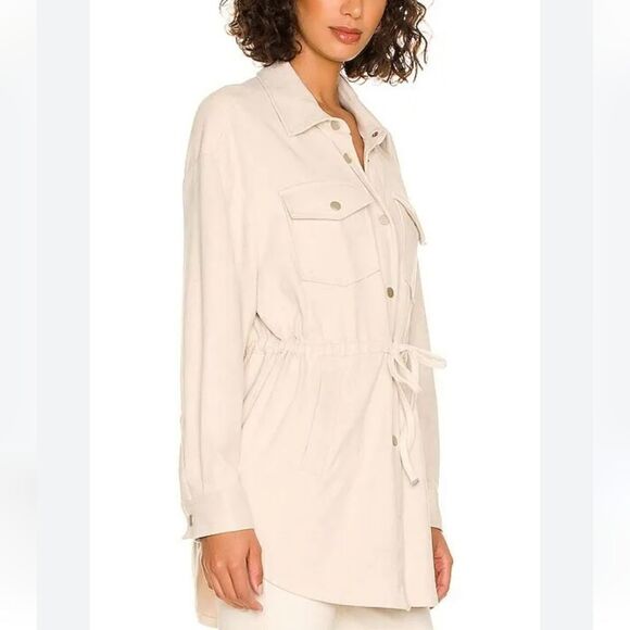 Blank NYC Faux Suede Utilty Women's Drawstring Waist Shirt Beige Jacket Small - Picture 3 of 13